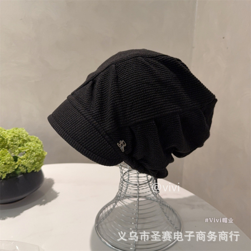 大头围方圆脸冷帽秋冬复古日系套头堆堆帽子女保暖护耳百搭包头帽|undefined