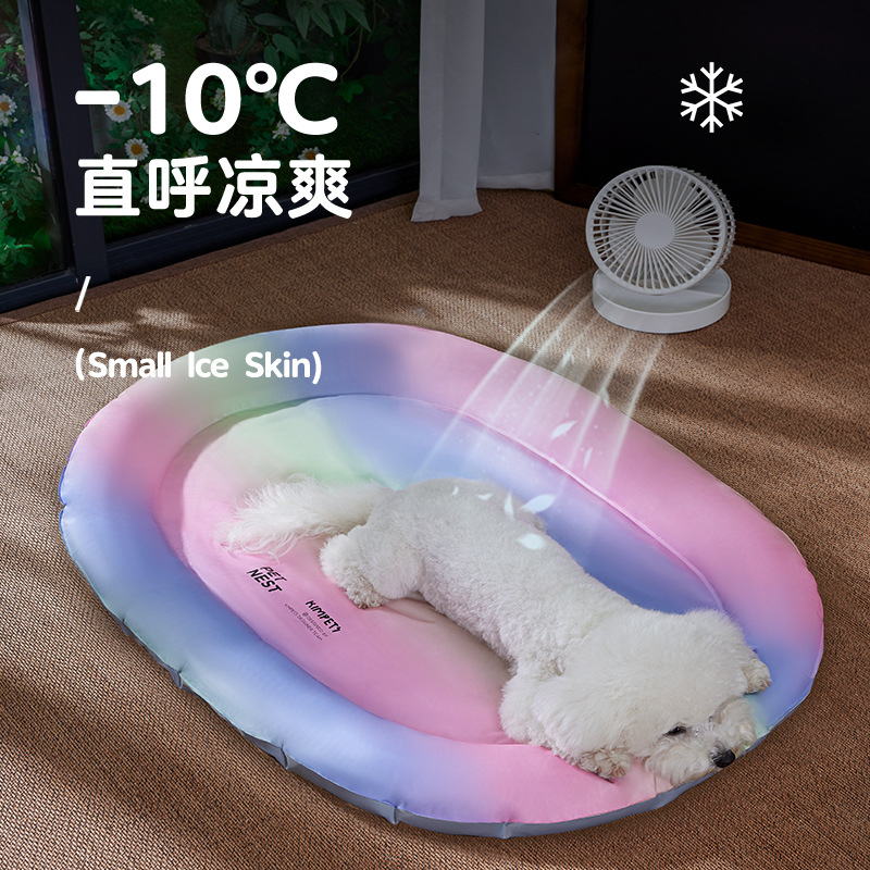Arco iris gradiente para mascotas almohadilla de hielo para gatos y perros almohadilla de hielo para dormir perrera de hielo impermeable nido de hielo para gatos almohadilla de hielo transfronteriza al por mayor
