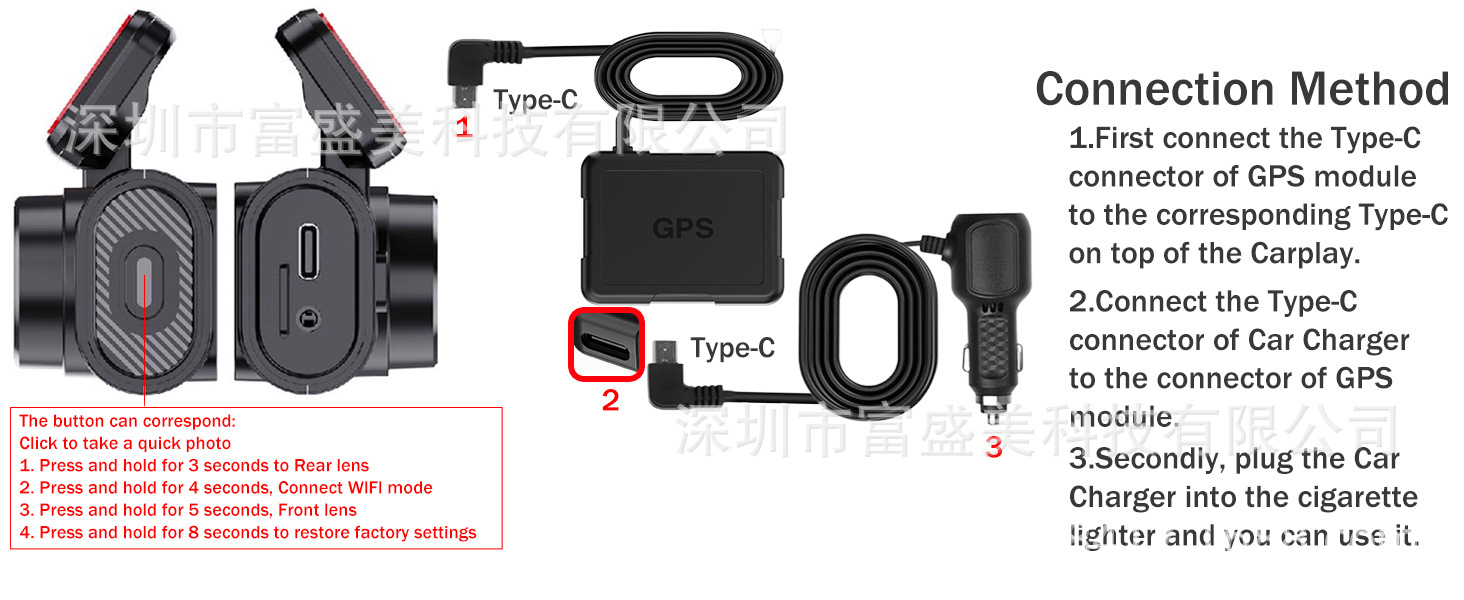 New Cross-Border 4K Ultra-High-Definition Wifi Mobile Phone Connection Gps Tracking Parking Monitoring Dual-Lens Driving Recorder