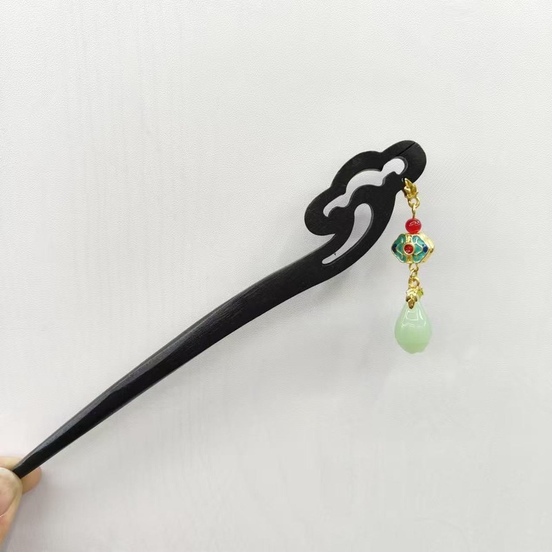 古风高级感黑色檀木发簪女流苏新中式簪子盘发神器发钗簪子苏州|undefined