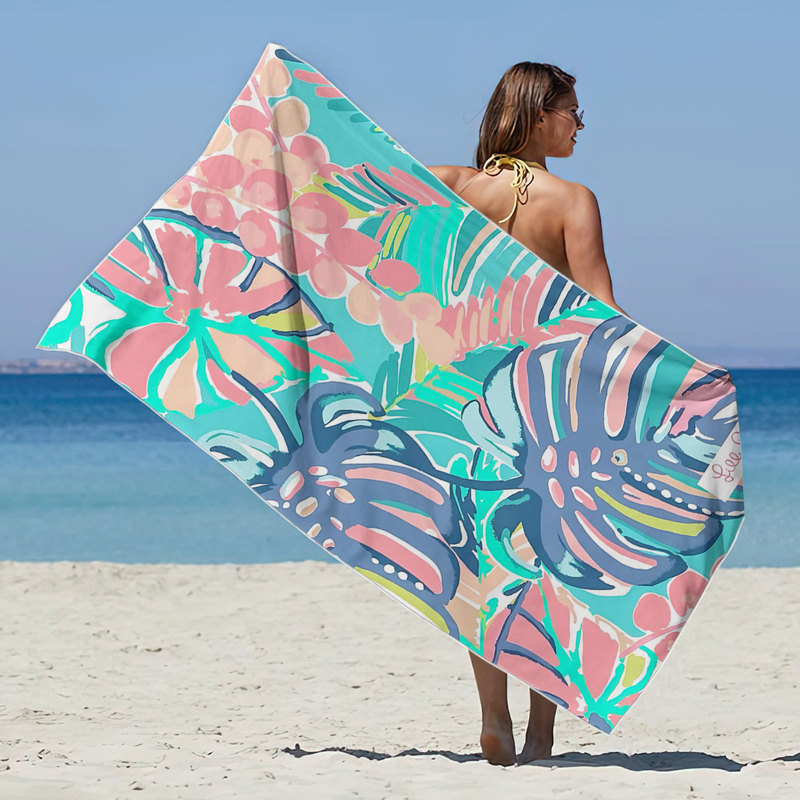 Factory Direct Supply Double-Sided Velvet Bath Towel Beach Towel Square Beach Towel Microfiber Towel Butterfly Beautiful Style