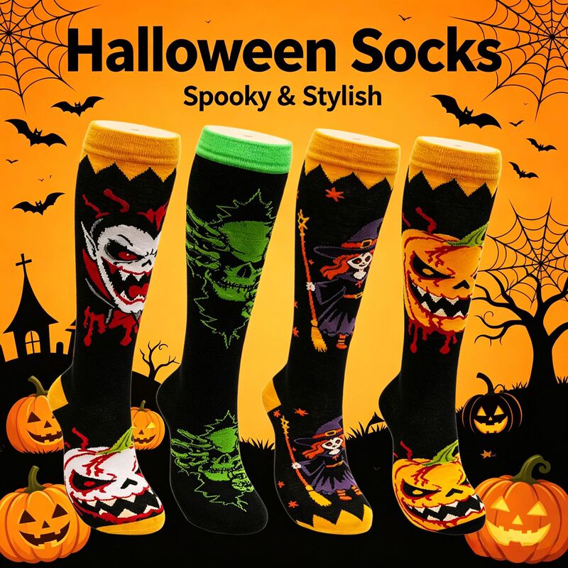 Cross-Border New Original Halloween Socks for Men and Women, Large Size Compression Socks, Amazon Calf Socks Wholesale and Customization Cross-Border New Original Halloween Socks for Men and Women, Large Size Compression Socks, Amazon Calf Socks Wholesale and Customization