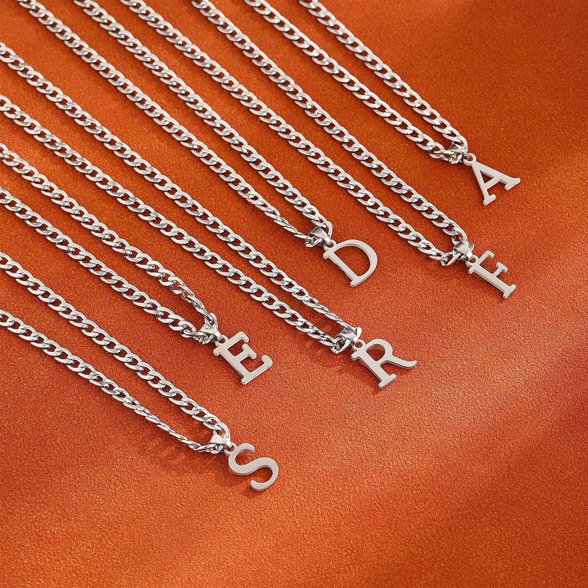 Letter Vintage Style 304 Stainless Steel Pendant Necklace Lobster Trigger Clasp Closure display picture 1