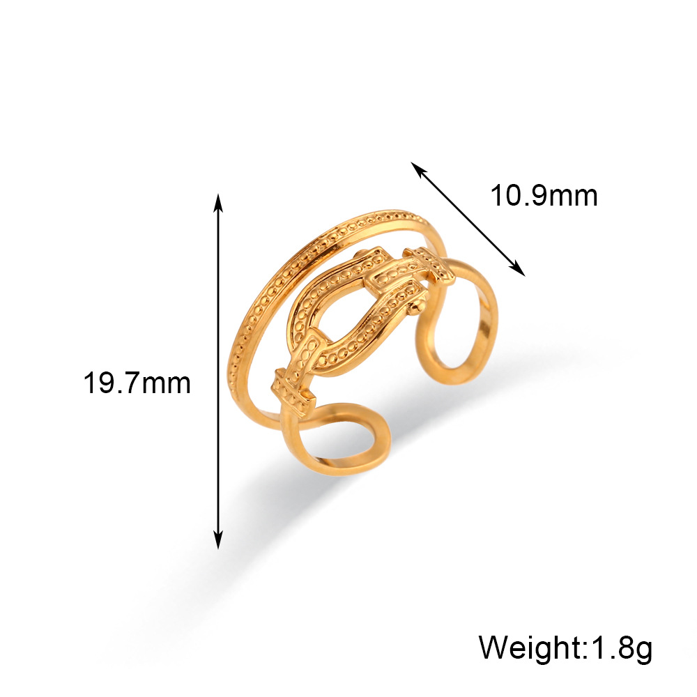 Fashion Geometric Stainless Steel Plating Zircon Open Ring 1 Piece