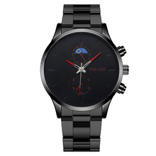 新品外贸爆款跨境热卖时尚两眼月亮男士手表男表钢带男款石英腕表