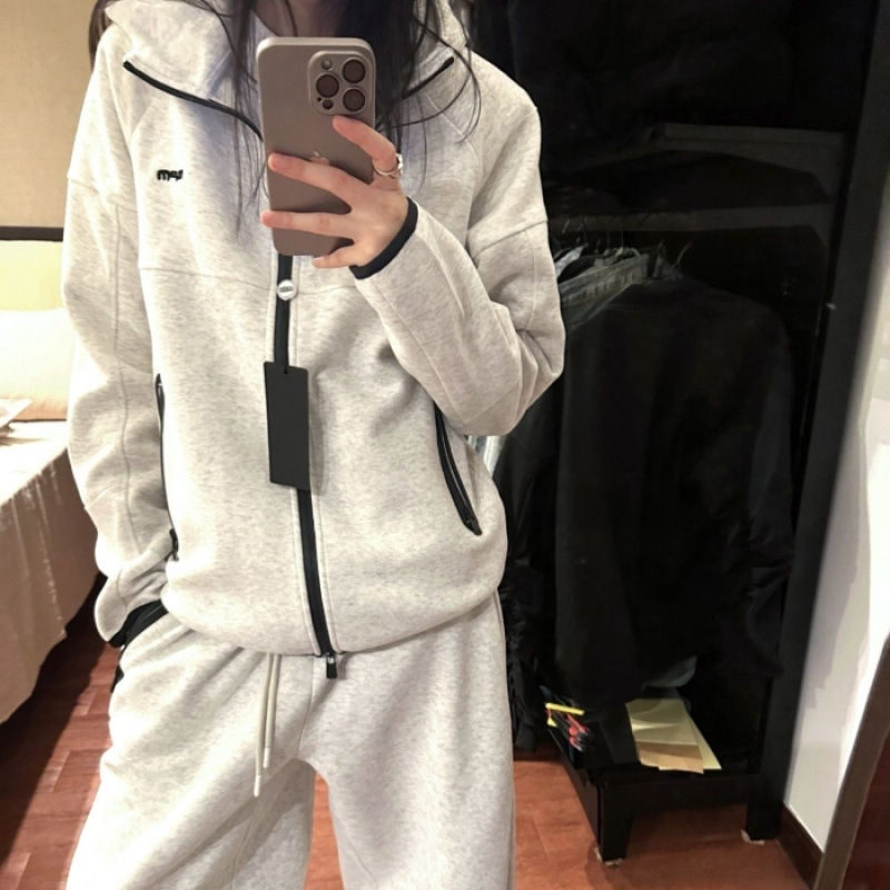 美式设计感修身拼色连帽卫衣女秋冬季2025新款ins辣妹印花上衣服|undefined