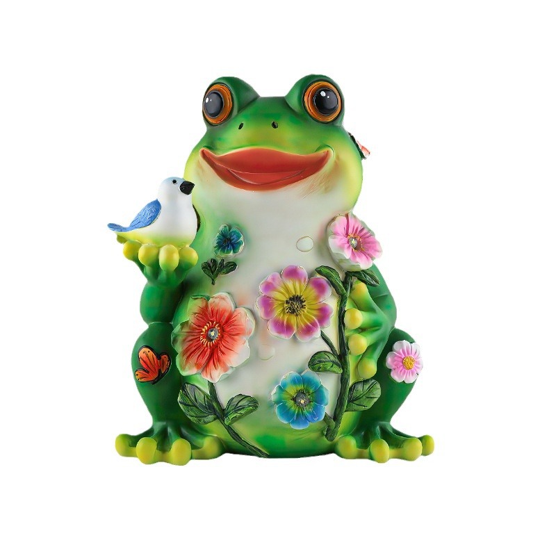  New Product Resin Solar Frog Ornaments Outdoor Pastoral Garden Courtyard Animal Sculpture Decorations 