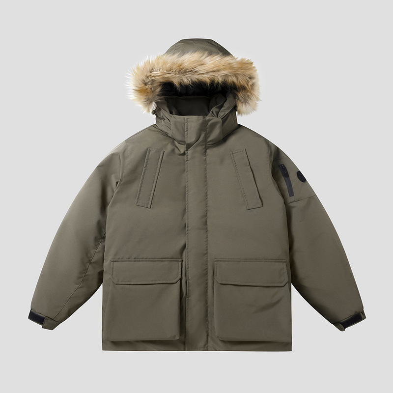 Manteau en coton pour homme, manteau d'hiver chaud, marque tendance, manteau en coton épais, col en fourrure, manteau en coton pour homme_voghion.com