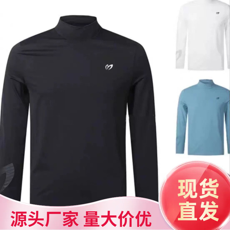 New Autumn and Winter Korean and Japanese Style Men's Long-Sleeve Stretch Quick-Dry Slim-Fit Base Layer Golf Shirt, Suitable for Wearing Outside