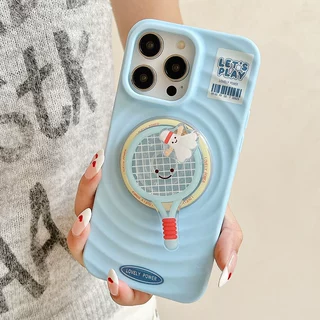 适用苹果16PRO乒乓球磁吸太阳壳 创意卡通iPhone12保护套气囊支架