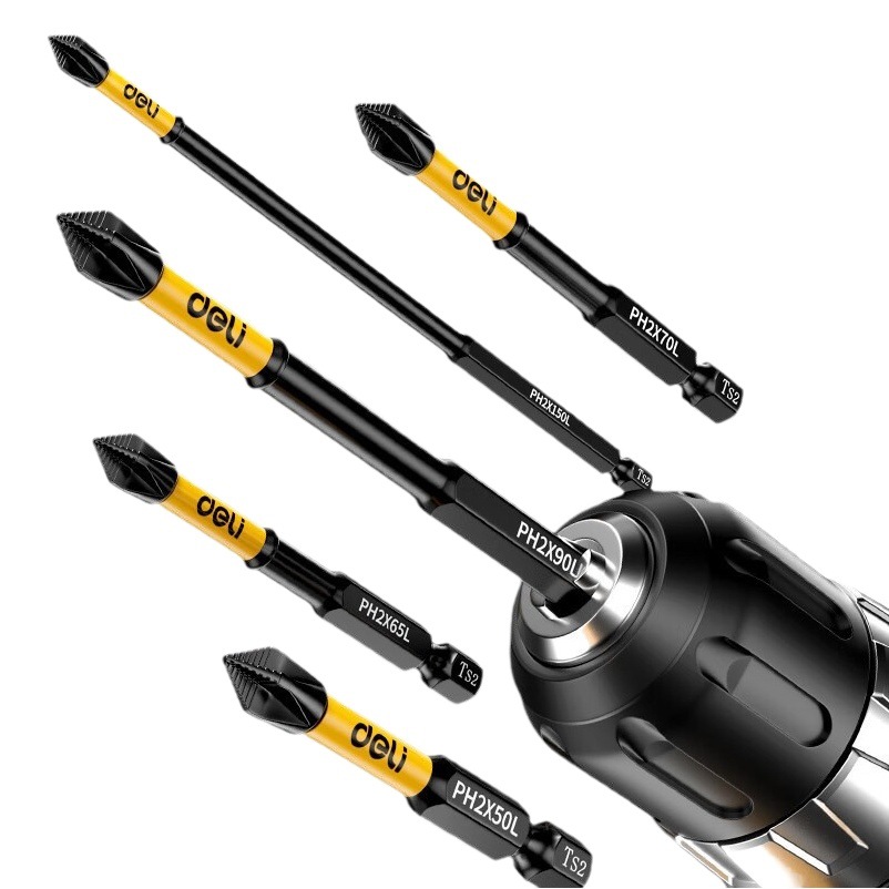 Deli destornillador cabeza antideslizante Cruz fuerte anillo magnético destornillador eléctrico traje hexagonal cabeza de alta dureza taladro de mano