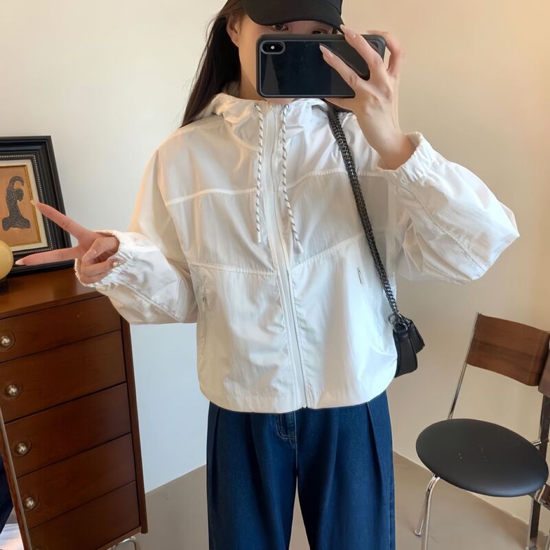 New Lu Brand Jacket for Outdoor Running, Breathable, Uv Protection, Sun Protection Clothing, Casual Short Loose Jacket for Women