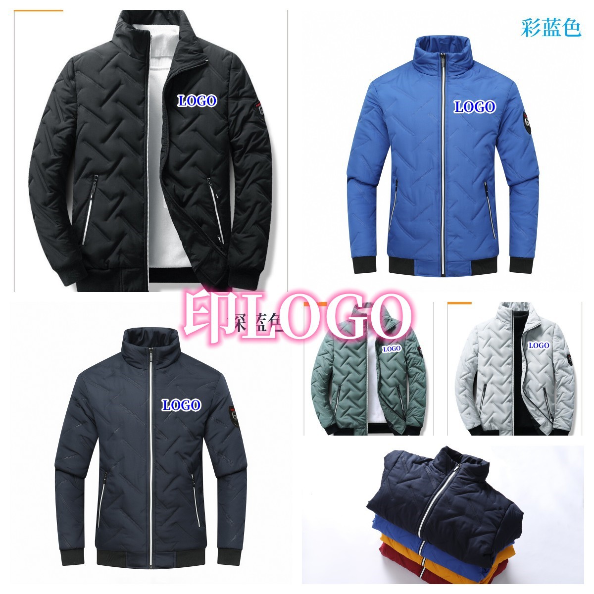 Abrigo acolchado de algodón para hombres transfronterizos 2023 nuevo collar ligero Abrigo acolchado de algodón color sólido chaqueta acolchada de algodón al por mayor LOGOTIPO imprimible