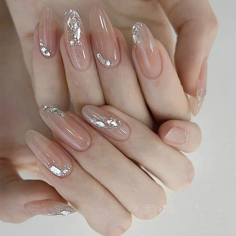 Pure Desire Style Gentle All-match Nails Advanced Sense White Hand-worn Armor Simple Temperament Ice Transparent Color Nail Art Patch