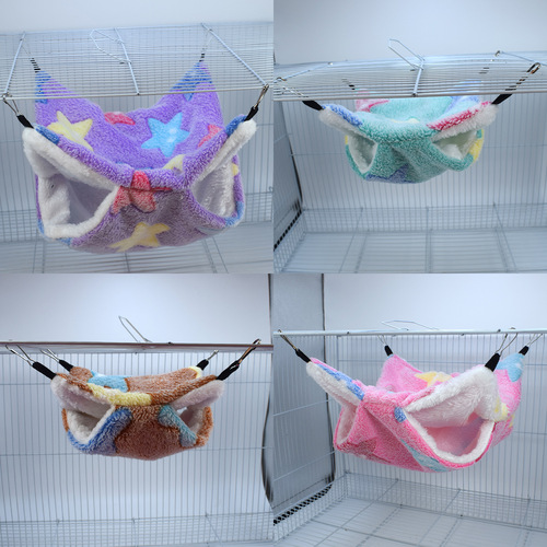 Hamster Honey Badger Insulated Double Layer Hanging Hammock for Small Pets, Squirrel Sleep Bag Pet Supply