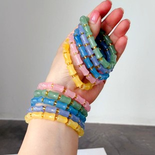 Large Plain Bamboo Joint Colorful Candy-Colored Bracelet, Artistic Style Friendship Fashion Bracelet, Street Vendor Supply 1 Yuan 2
