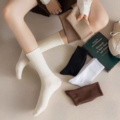 Solid Color Pile Crew Socks Neutral Autumn/Winter Long Socks JK Simple Solid Color Mori Style Versatile Zhuji Socks Wholesale