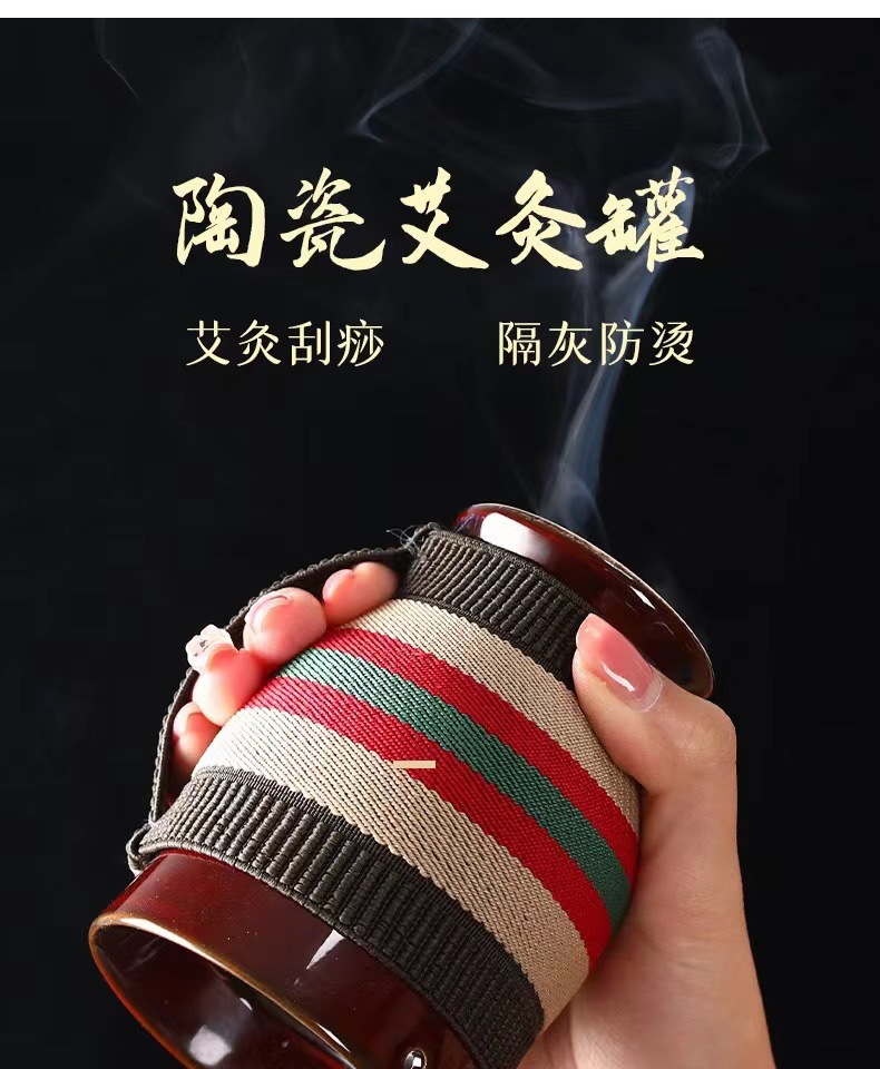 Ceramic Moxa Cup Moxibustion Jar with Double Layer Ceramic Body for Home Warming Therapy 330g overview