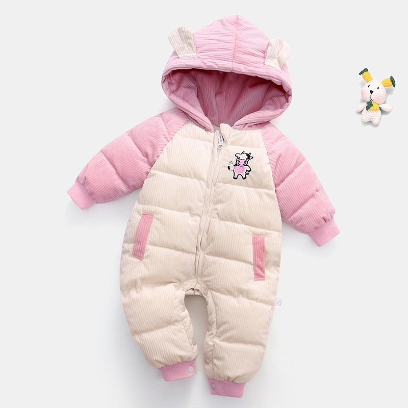 Nuevo mono infantil niños y niñas bebé más terciopelo engrosado abajo ropa de algodón acolchado recién nacido ropa de invierno