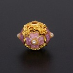 古法金哑光景泰蓝滴油珐琅彩手串链合金饰品配件四叶花圆珠024