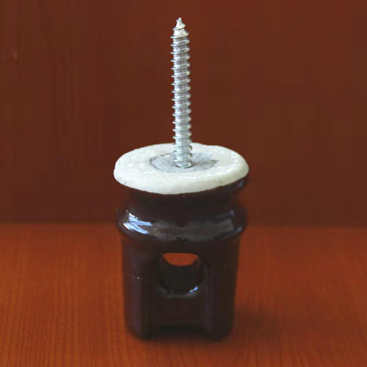 陶瓷低压绝缘子陶瓷高压带螺杆拉线绝缘柱子电线固定柱穿线布线轴