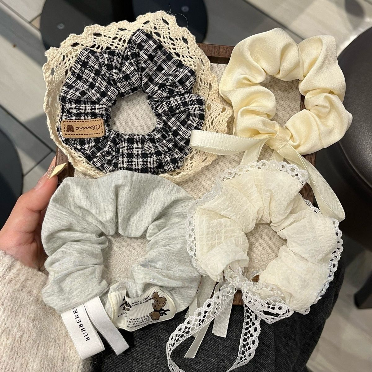 Korean-Style Ribbon Bow Scrunchie 2025 Hair Tie Ponytail Holder for Girls Half-Up Hair Accessory Autumn and Winter Decoration