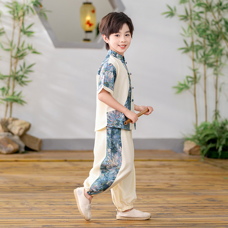 男の子韓服スーツ 2025 新唐装中国風パフォーマンス子供のパフォーマンス服古代衣装男の子夏のトレンド|undefined