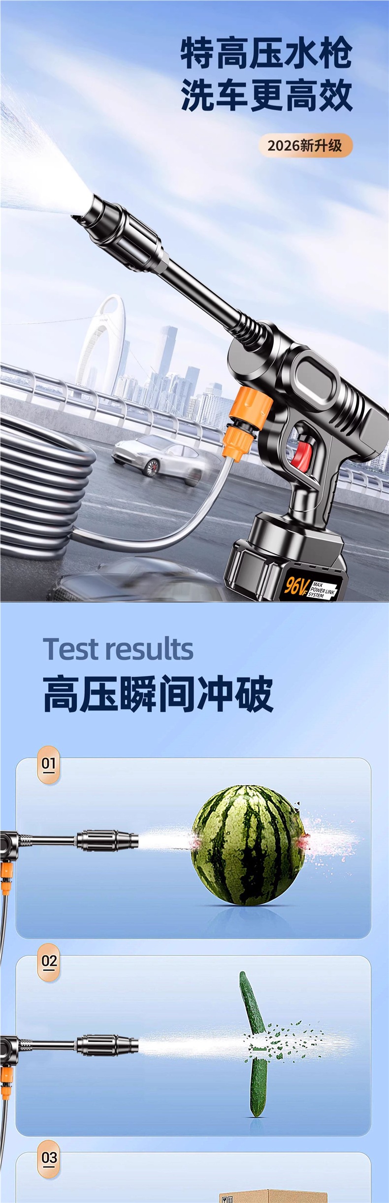 Wireless Car Washer 2026 New Model High-Pressure Water Gun for Home Car Cleaning, High-Power Rechargeable Lithium Battery Booster Device