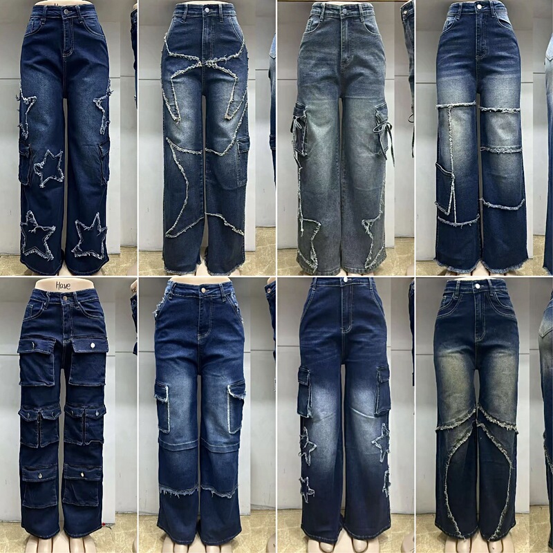 Cargo Jeans Wholesale Women's Jeans with Multiple Pockets Loose Fit Work Pants Women's Jeans Cargo Jeans Wholesale Women's Jeans with Multiple Pockets Loose Fit Work Pants Women's Jeans