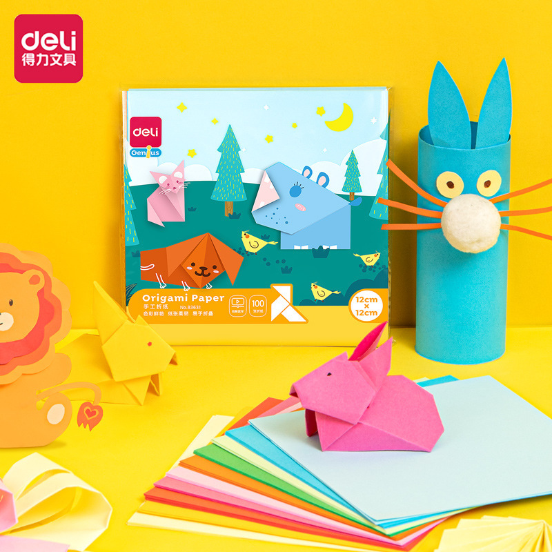 Deli 82631/32/33/34 Handmade Origami Children's Ten-Color 100 Sheets Double-Sided Colored A4 Paper for Elementary Students Deli 82631/32/33/34 Handmade Origami Children's Ten-Color 100 Sheets Double-Sided Colored A4 Paper for Elementary Students