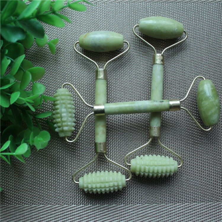 Xiuyu Jade belleza contenedor Jade rodillo masajeador soporte de aleación masaje facial palo Jade empuje raspado belleza