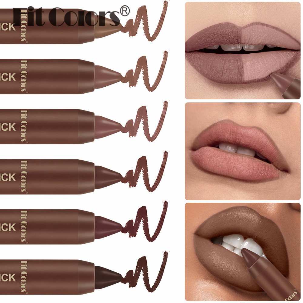 Fit Colors 6-color Matte Chocolate Soft Mist, Not Easy To Transfer, Lip Liner Lipstick, European And American Brown,_voghion.com