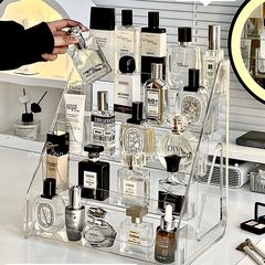 化妆品置物架梳妆台桌面阶梯式口红眼影盘香水展示架子多层收纳盒