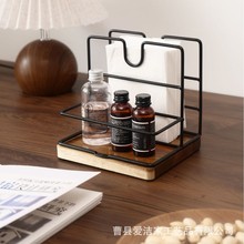 跨境木质纸巾架桌面餐巾纸收纳架家用立式调味瓶抽纸架餐厅抽纸盒