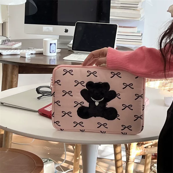 11-Inch Tablet Bag Black Bear Ins Style Export Laptop Sleeve Cute New Model Korea 13inch