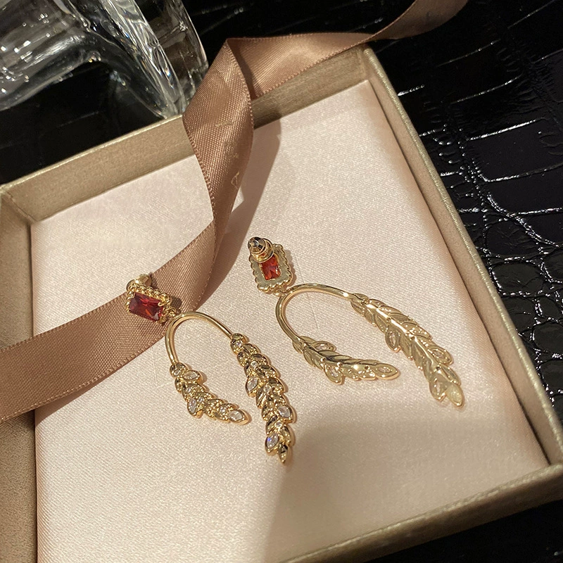 Серебряная серебряная игла, цирконий, серьги, модный ретро изысканный аксессуар, легкий роскошный стиль