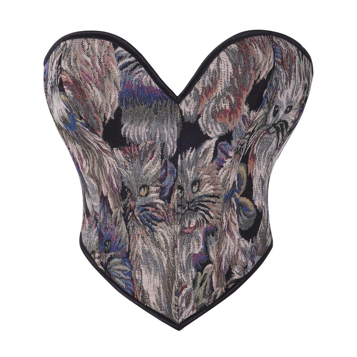 Corte de moda europea y americana vestido de plástico impresión de gato vestido pequeño chaleco de pecho sin cinturón de hombro vestido de cuerpo