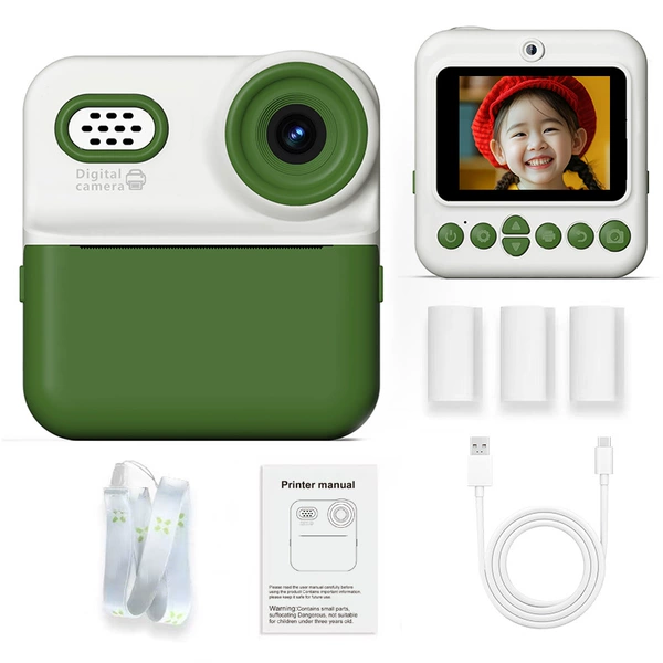 Green - HD dual camera - printable (with 4 rolls of colored paper) - no memory card