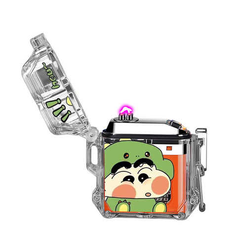 Waterproof rechargeable Xiaoxin lighter transparent double arc windproof USB lighter cigarette lighter smoking set gift for friends