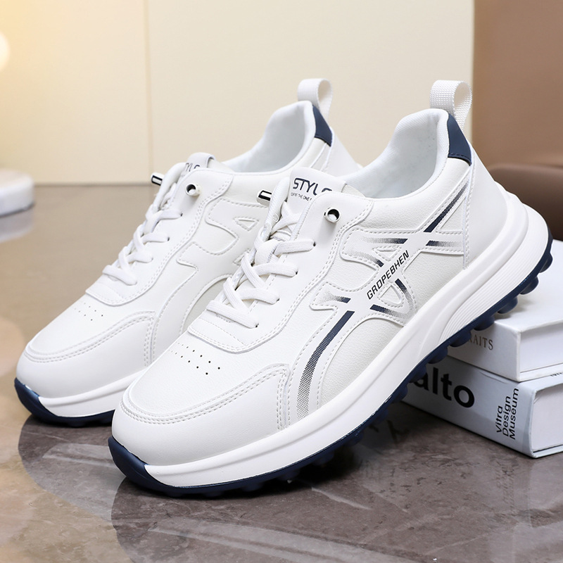 2026 Autumn New Genuine Leather Men's Casual Sports Shoes, No-Lace-Up, Non-Slip Walking Shoes, Fashionable Trendy Shoes