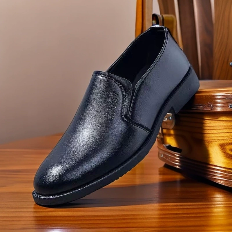 2024 весна и лето кожаная обувь бизнес повседневная мягкая подошва мужская обувь молодежная круглая кожаная обувь оптом