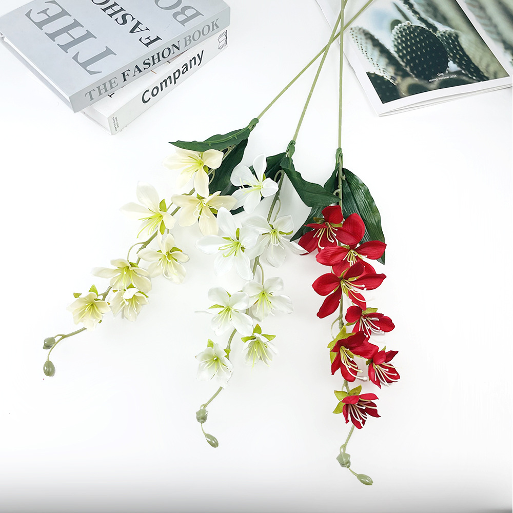 7 flores falsas de magnolia de rama única sala de bodas decorativa floral decoración de la mesa del hogar accesorios