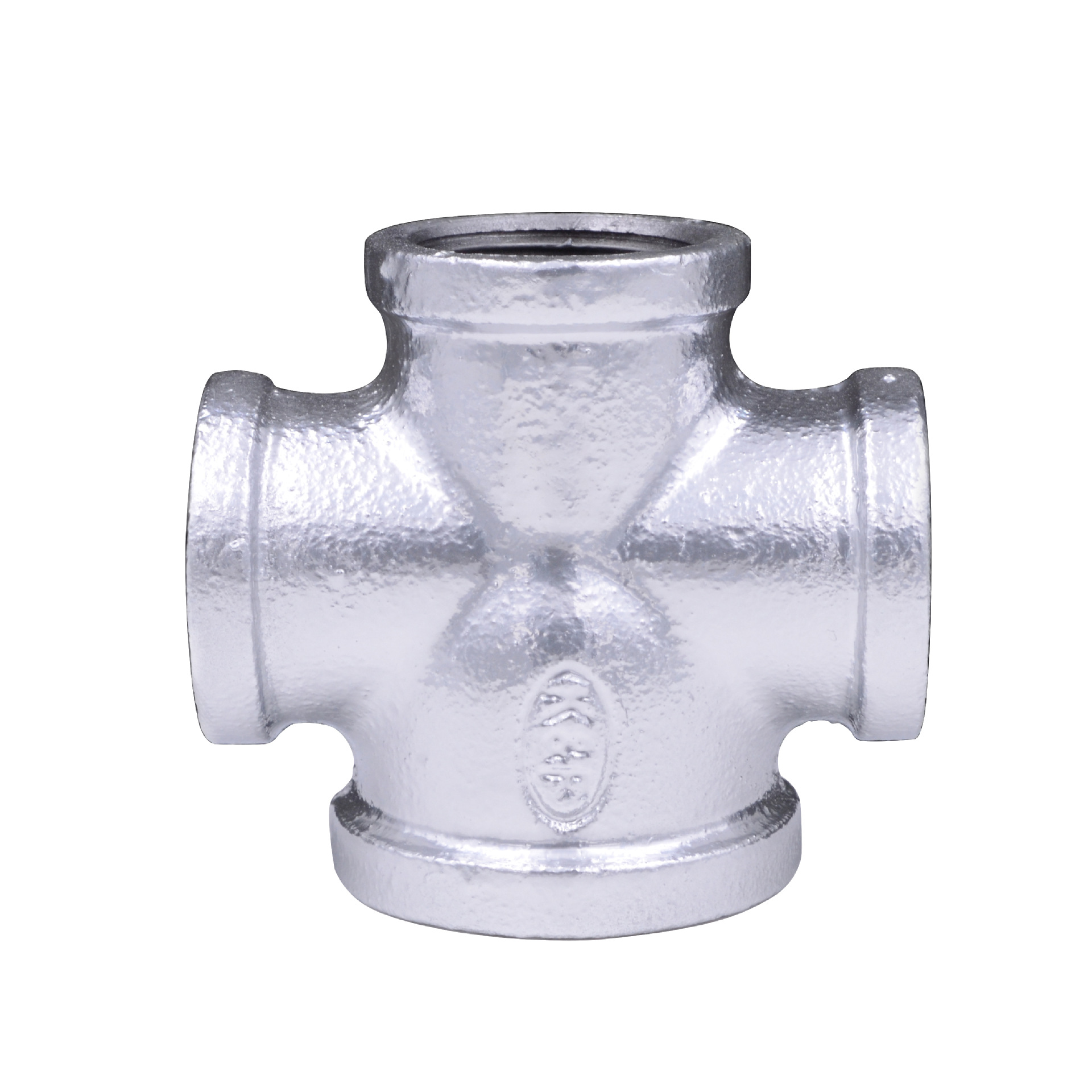 Wire mouth side large four-way hot-dip galvanized steel pipe fittings inner wire four-way water pipe fittings thread reducing four-way wholesale