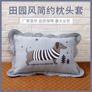 Korea Hot Selling Quilted Pillow Headgear Cartoon Pastoral Pillowcase Single Piece Pure Cotton Bedding Pillow Towel Amazon