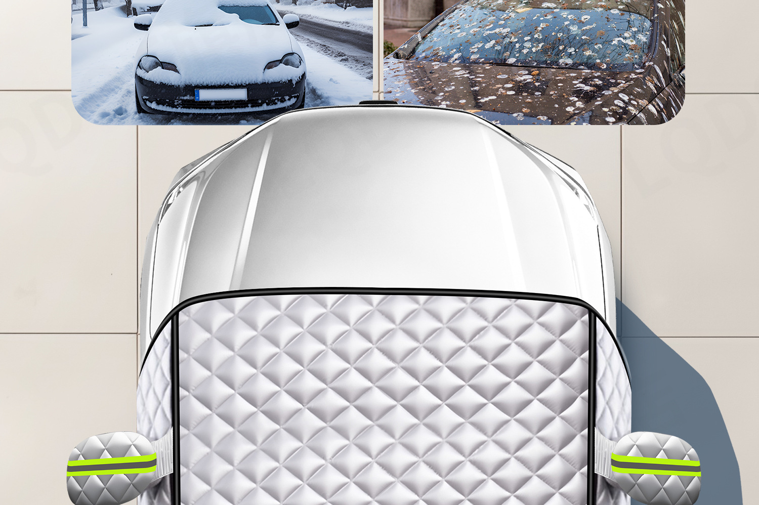 Car Snow Cover for Front Windshield, Anti-Freeze Half Cover, Anti-Frost Windshield Cover, Winter Snow Protection, Thickened for Winter