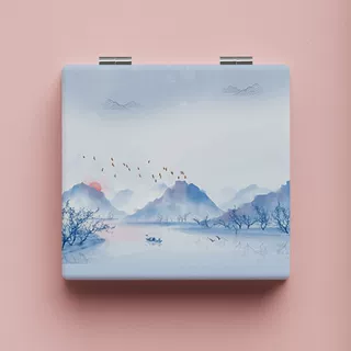 创意古风小镜子迷你手持镜子便携式随身带化妆镜复古风双面折叠镜