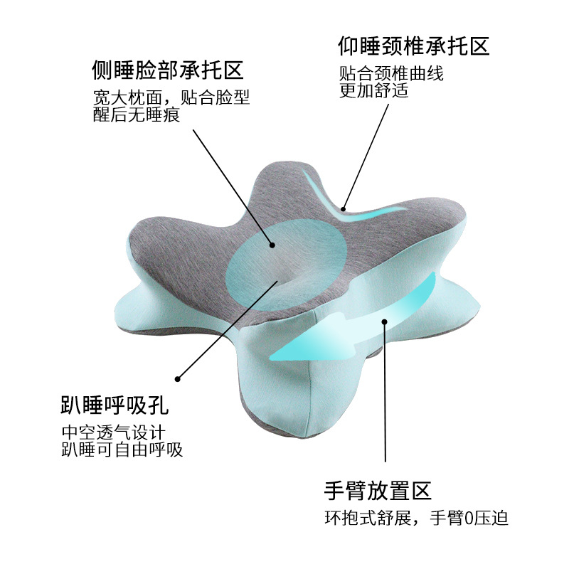 午睡花瓣趴睡枕多功能辦公室神器矯姿學生午休枕午睡枕記憶棉批發