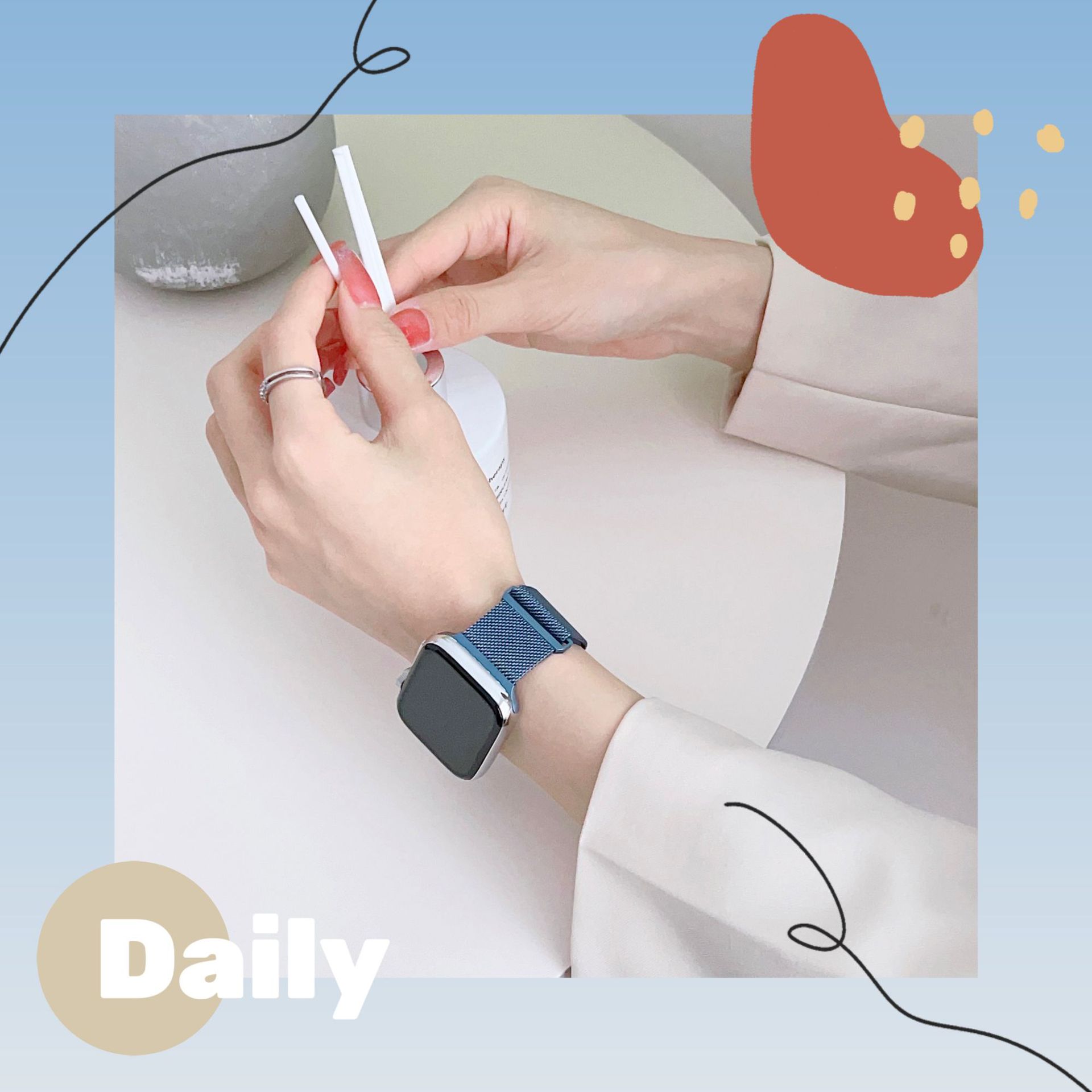 適用蘋果56789代手錶金屬錶帶apple watch米蘭尼斯雙節磁吸腕帶