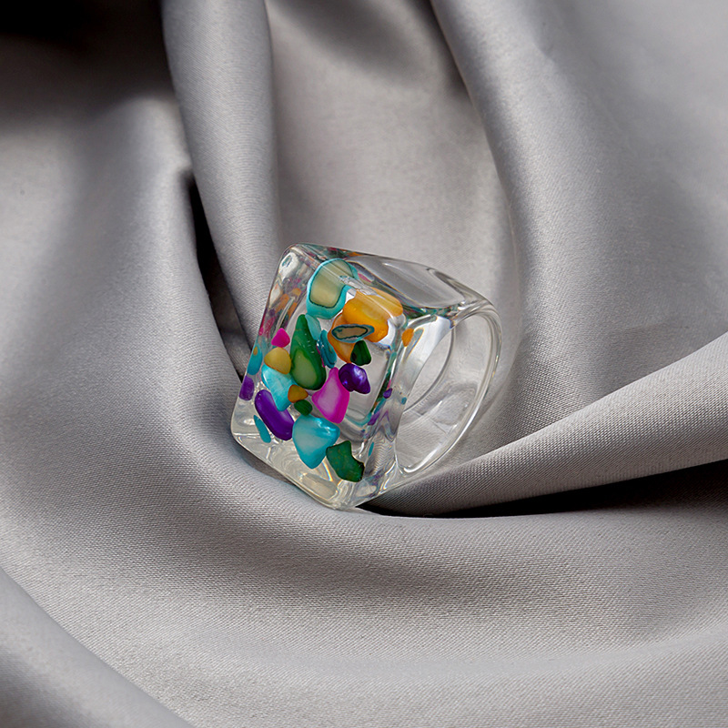 7g Weight 0.03µm-0.05µm Gold Plating Thickness Rhinestones Inlay Material Rings Classification 1 Piece Quantity Holiday, Daily Occasion Acrylic, Resin Material Geometric Pattern Women's Gender Simple Style Style Inlay Craft Simple Style Geometric Arylic Resin Inlay Rhinestones Women's Rings 9