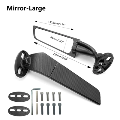 Fixed wind wing motorcycle rearview Motorcycle rearview mirror - extended-length